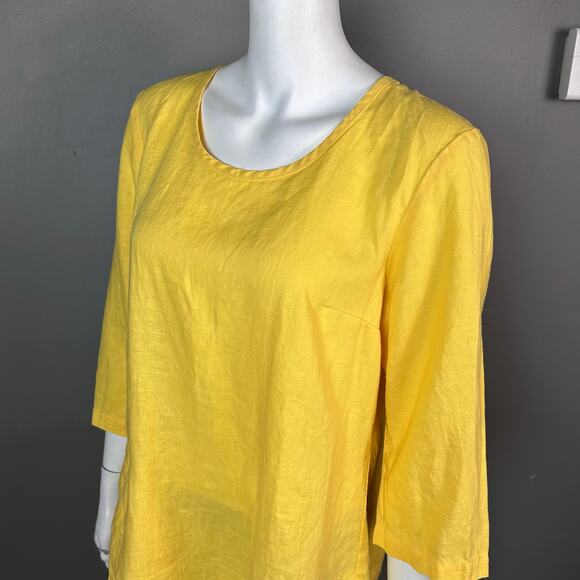 Flax top medium linen pullover yellow tunic NWT office lagenlook - Picture 6 of 14